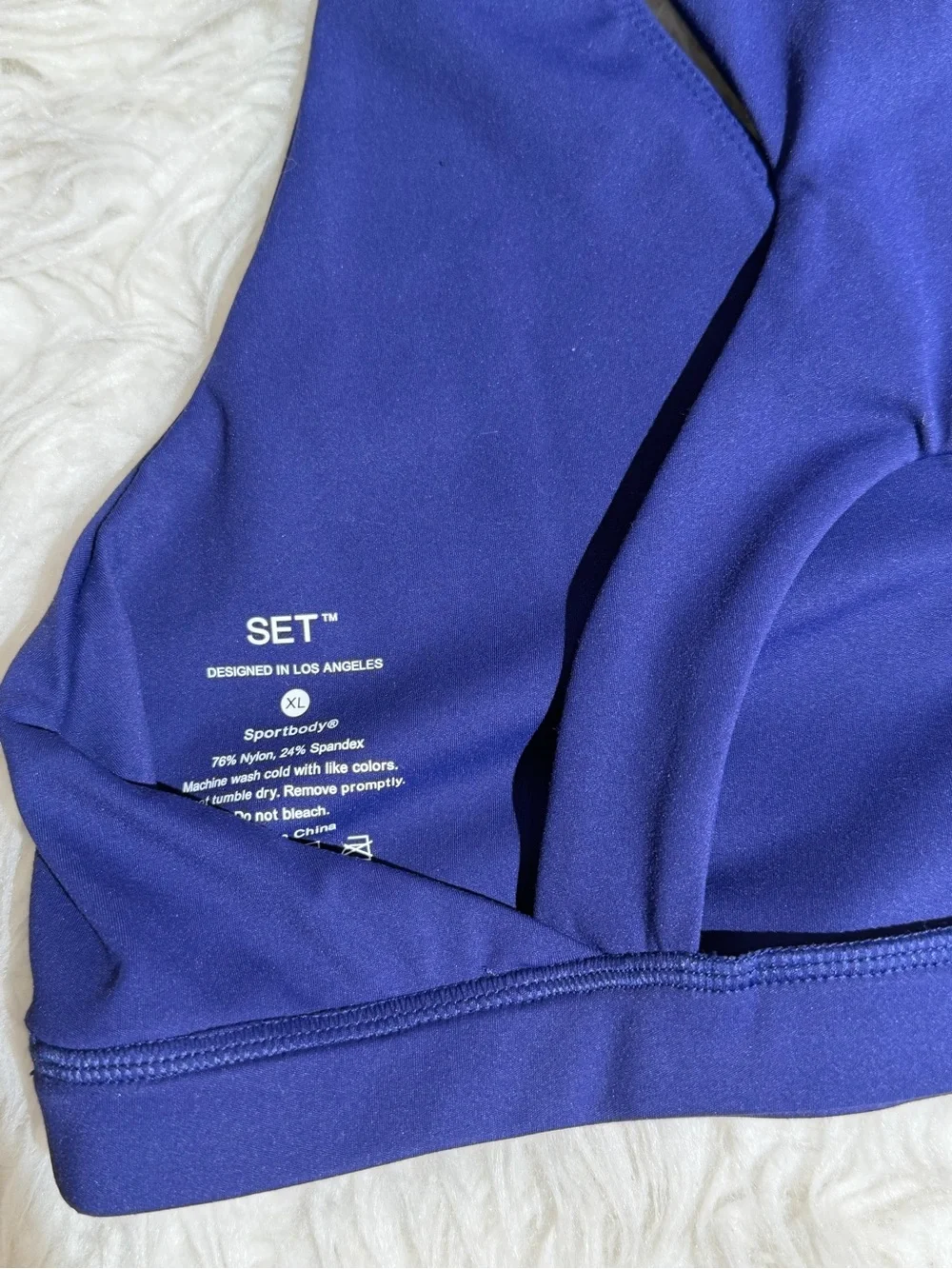 NEW Set Active XL / XXL Matching Set Shorts Sporta Bra Blue Workout Stripes